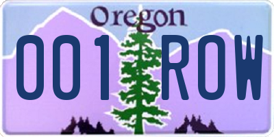 OR license plate 001ROW