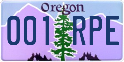 OR license plate 001RPE