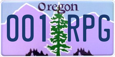 OR license plate 001RPG