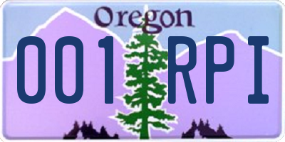 OR license plate 001RPI