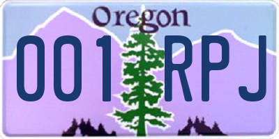 OR license plate 001RPJ