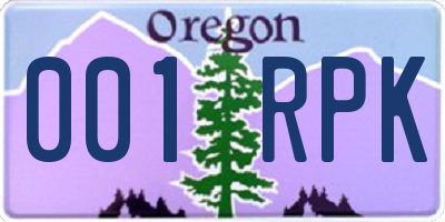OR license plate 001RPK