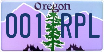 OR license plate 001RPL