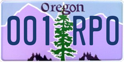 OR license plate 001RPO