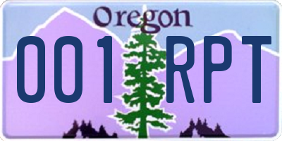 OR license plate 001RPT