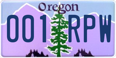 OR license plate 001RPW