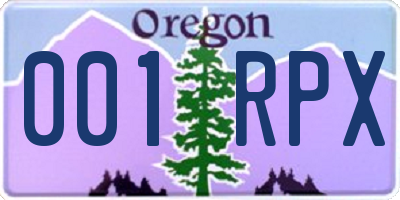 OR license plate 001RPX