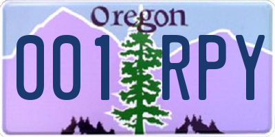 OR license plate 001RPY