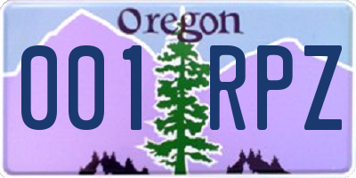 OR license plate 001RPZ