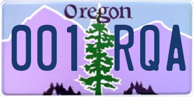 OR license plate 001RQA