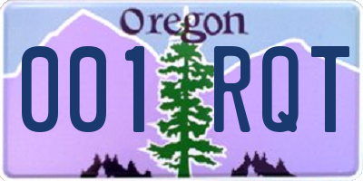 OR license plate 001RQT