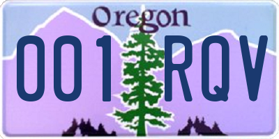 OR license plate 001RQV