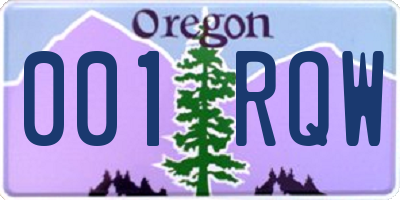 OR license plate 001RQW