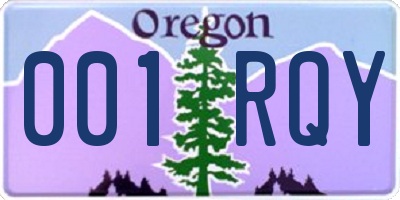 OR license plate 001RQY