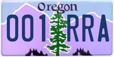 OR license plate 001RRA