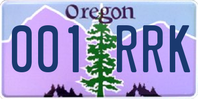 OR license plate 001RRK