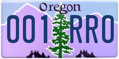 OR license plate 001RRO