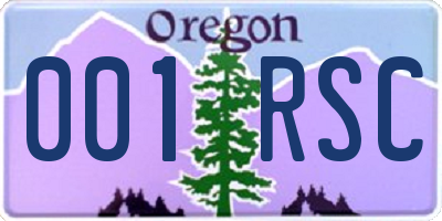 OR license plate 001RSC