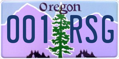 OR license plate 001RSG