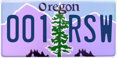 OR license plate 001RSW