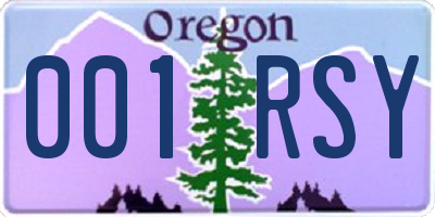 OR license plate 001RSY