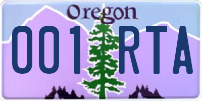 OR license plate 001RTA