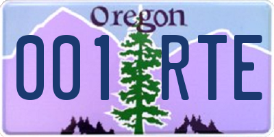 OR license plate 001RTE