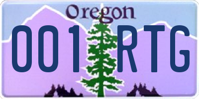 OR license plate 001RTG