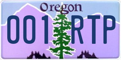 OR license plate 001RTP