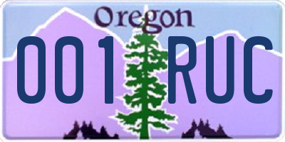 OR license plate 001RUC