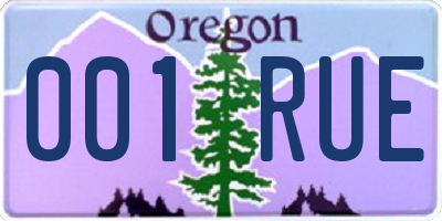 OR license plate 001RUE