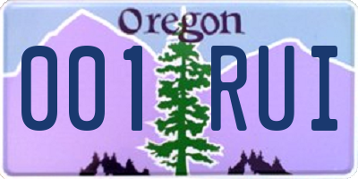 OR license plate 001RUI