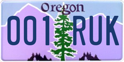 OR license plate 001RUK
