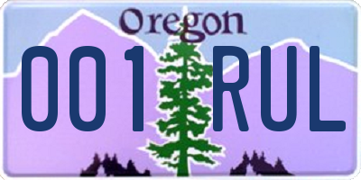 OR license plate 001RUL