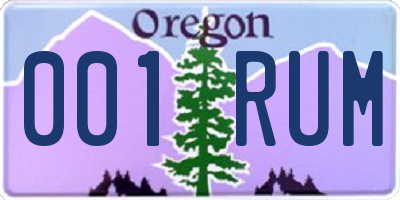 OR license plate 001RUM