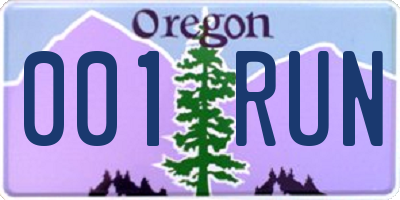 OR license plate 001RUN
