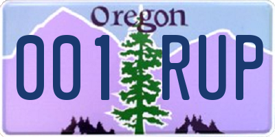 OR license plate 001RUP