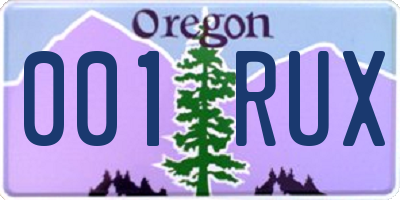OR license plate 001RUX