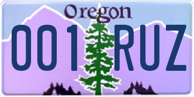 OR license plate 001RUZ
