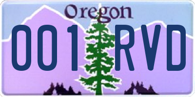 OR license plate 001RVD