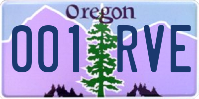 OR license plate 001RVE