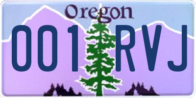 OR license plate 001RVJ