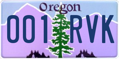 OR license plate 001RVK