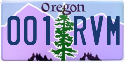 OR license plate 001RVM