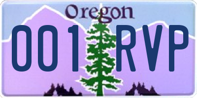 OR license plate 001RVP