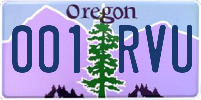 OR license plate 001RVU