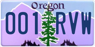 OR license plate 001RVW