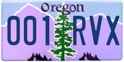 OR license plate 001RVX