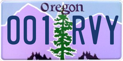 OR license plate 001RVY