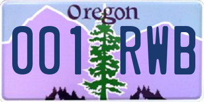 OR license plate 001RWB